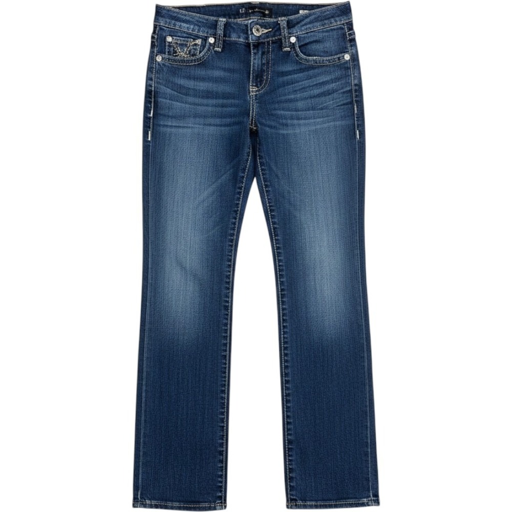 Kut from the Kloth Stevie Jeans Womens 2 Blue Straight‎ Leg Contrast Stitch Dark